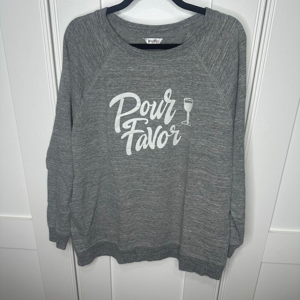 Wildfox large gray Pour Favor Wine Sweatshirt (w1)